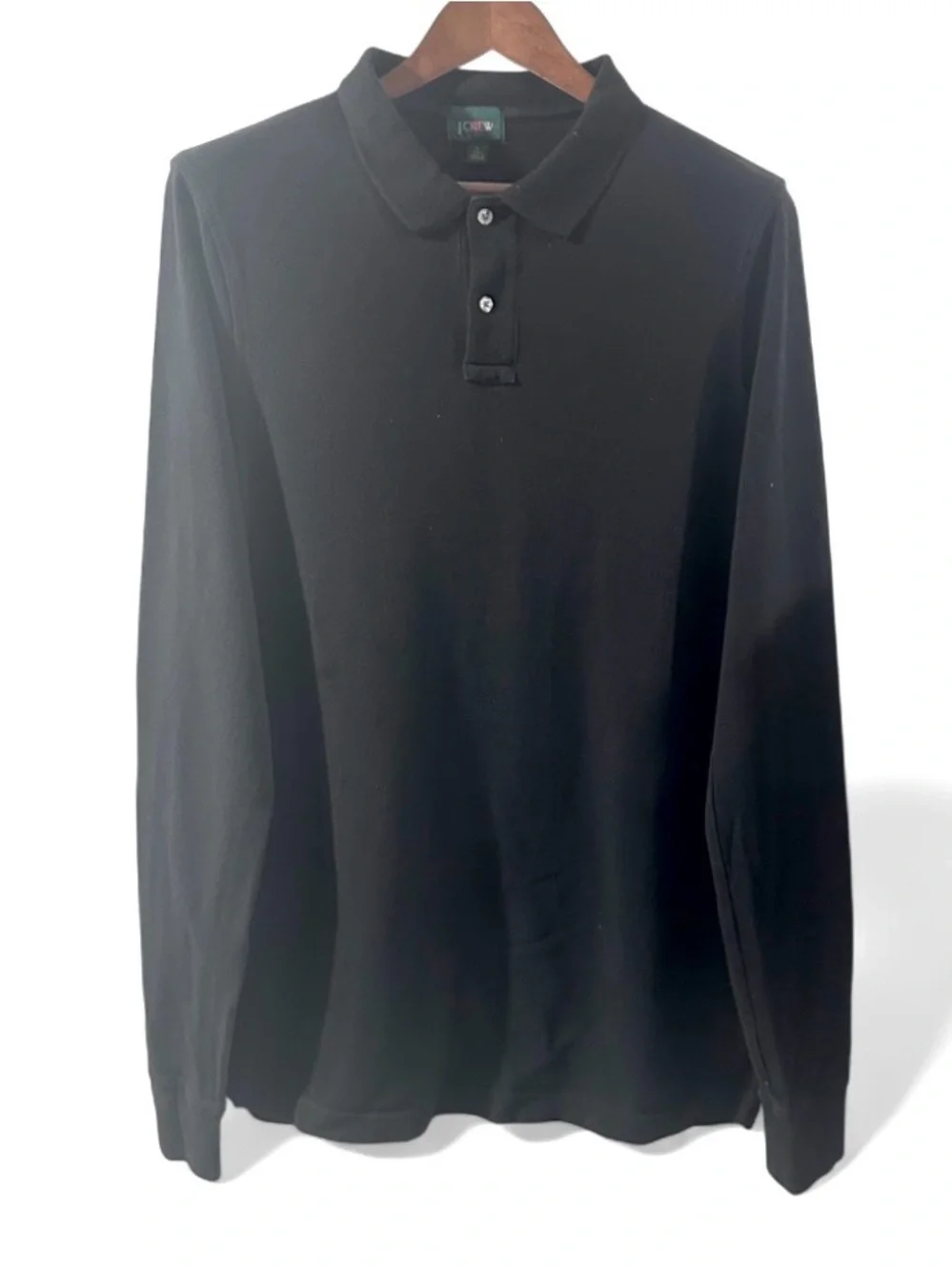 J. Crew Classic Long Sleeve Black Cotton Polo Shirt Size Men’s Large Tall